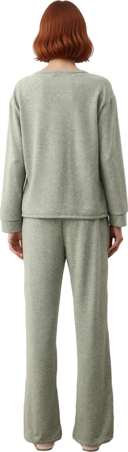 Kadın Lounge Pijama Takımı Bisiklet Yaka Uzun Kollu Boru Paça Fonksiyonel Dayanıklı Modern