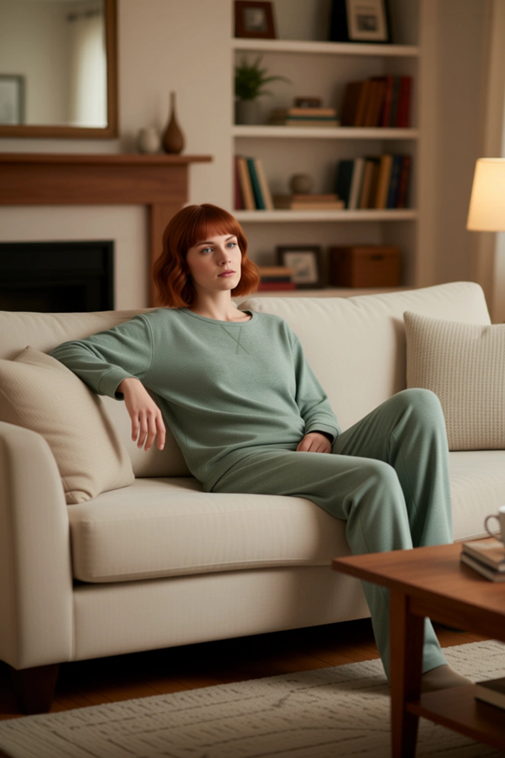 Kadın Lounge Pijama Takımı Bisiklet Yaka Uzun Kollu Boru Paça Fonksiyonel Dayanıklı Modern