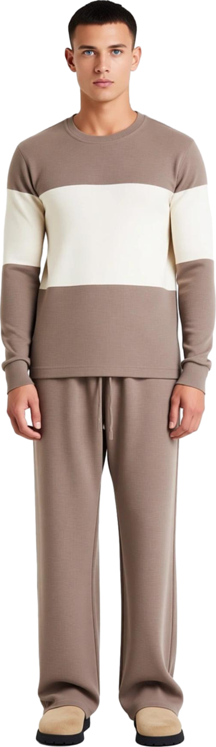 Kadın Dokulu Waffle Renk Bloklu Pijama Seti Fonksiyonel Dayanıklı Kaliteli Konforlu Modern