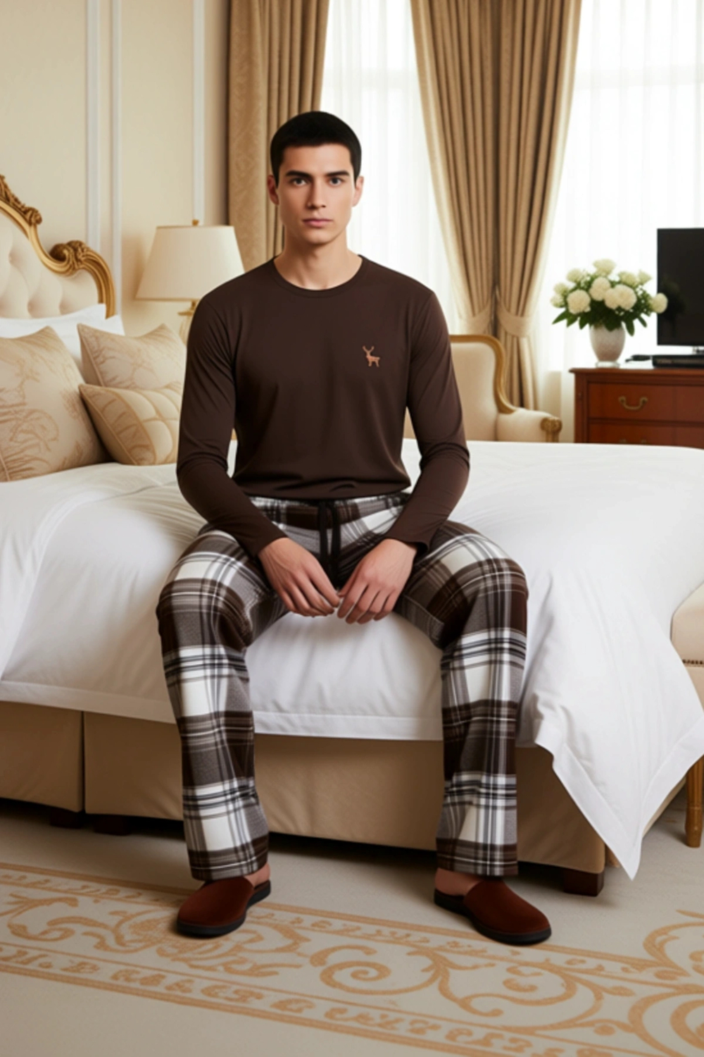 Erkek Kışlık Kareli Pijama Takımı Uzun Kollu Fonksiyonel Dayanıklı Kaliteli Konforlu Rahat