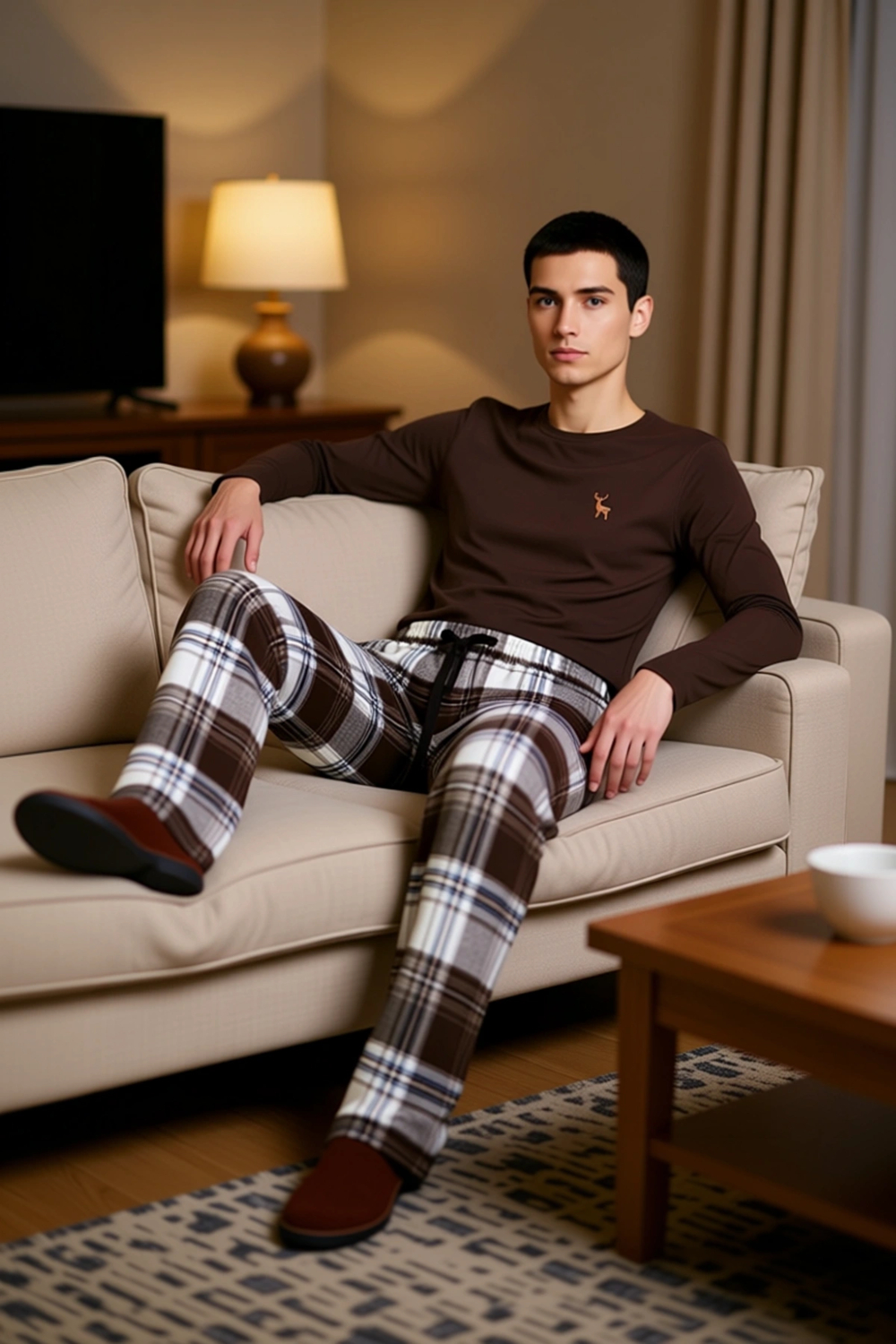 Erkek Kışlık Kareli Pijama Takımı Uzun Kollu Fonksiyonel Dayanıklı Kaliteli Konforlu Rahat
