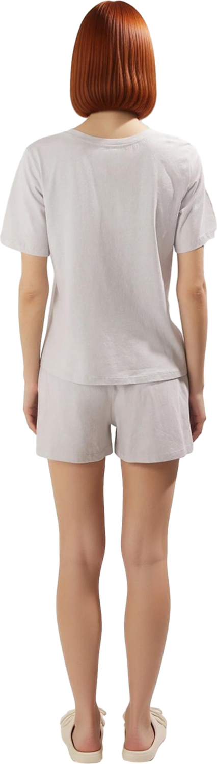 Kadın Açık Kurdele Detaylı Bisiklet Yaka Şortlu Pijama Takımı Fonksiyonel Dayanıklı Modern