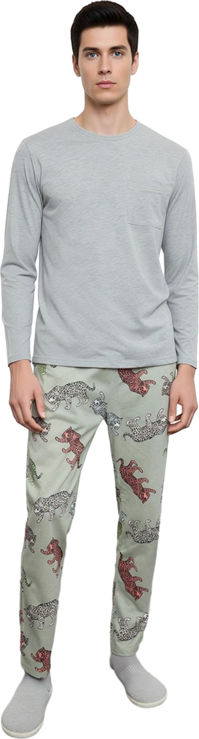 Erkek Kaplan Baskılı Lounge Pijama Takımı Fonksiyonel Dayanıklı Kaliteli Konforlu Estetik Şık