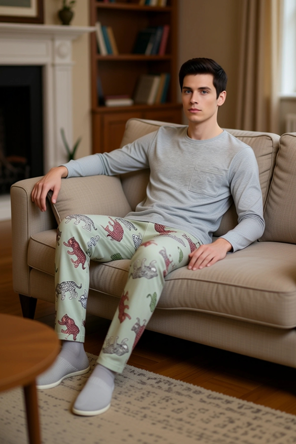 Erkek Kaplan Baskılı Lounge Pijama Takımı Fonksiyonel Dayanıklı Kaliteli Konforlu Estetik Şık