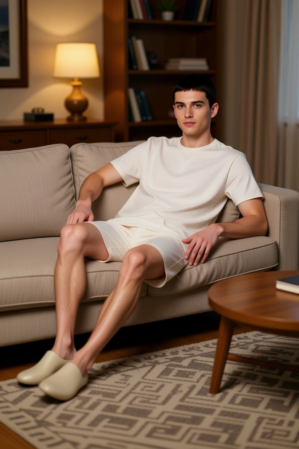 Erkek Baskılı Bisiklet Yaka Regular Fit Pamuklu Pijama Takımı Fonksiyonel Dayanıklı Modern
