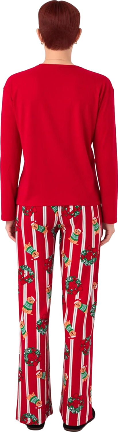 Kiz Cocuk Kirmizi Kopek Baskılı Pijama Takımı Fonksiyonel Dayanıklı Kaliteli Konforlu Spor