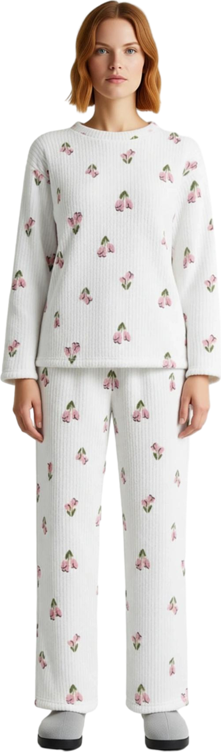 Kadın Çiçek Desenli Örme Pijama Takımı Fonksiyonel Dayanıklı Kaliteli Konforlu Estetik Şık