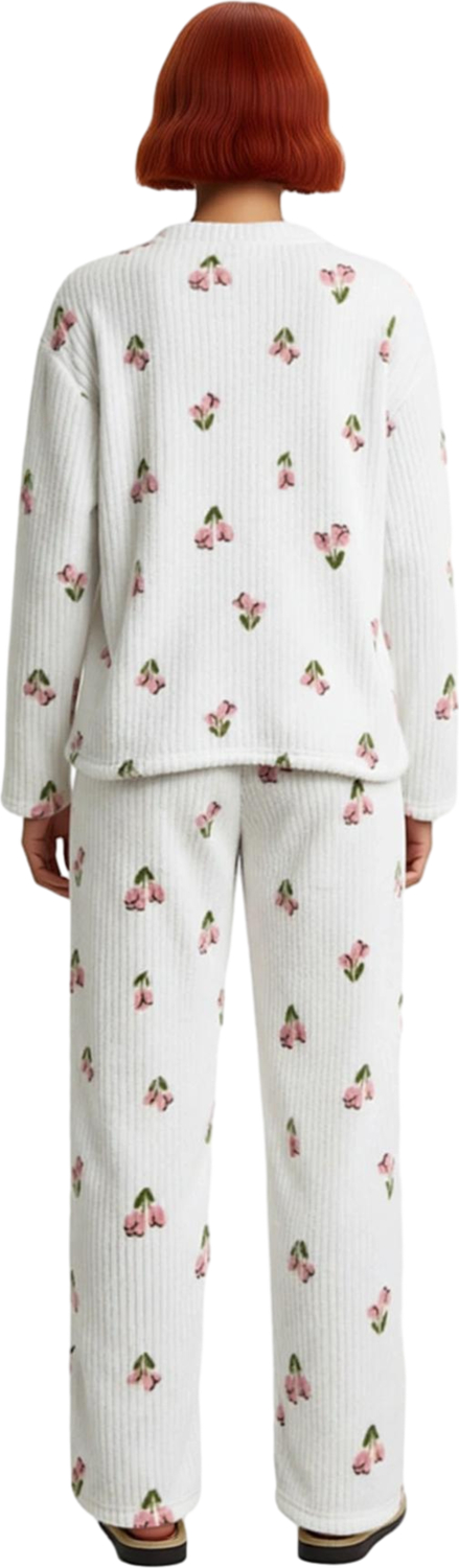 Kadın Çiçek Desenli Örme Pijama Takımı Fonksiyonel Dayanıklı Kaliteli Konforlu Estetik Şık