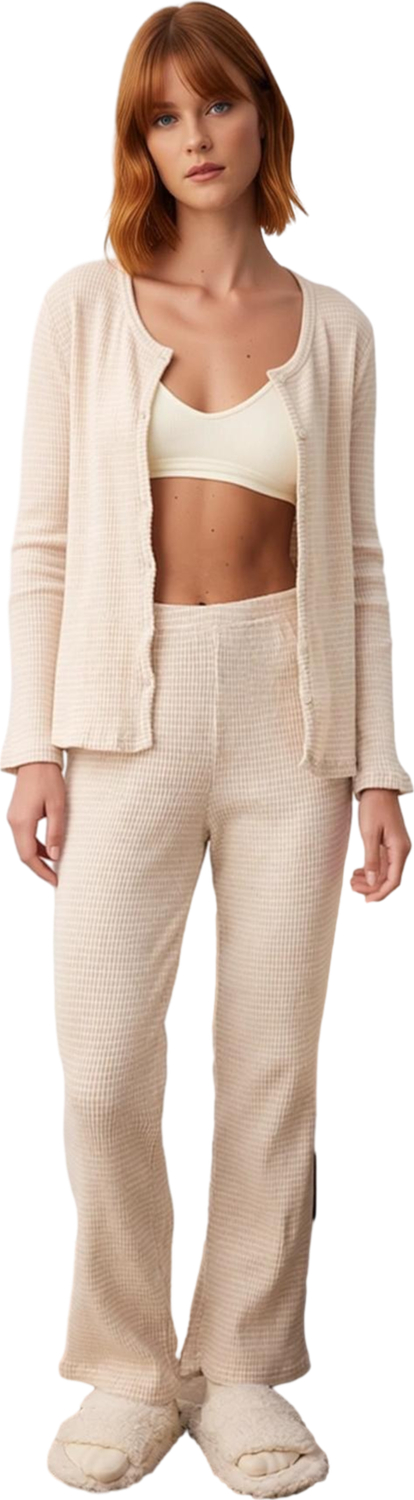Kadın Fitilli Örme Hırkalı Pijama Takımı Fonksiyonel Dayanıklı Kaliteli Konforlu Estetik Şık