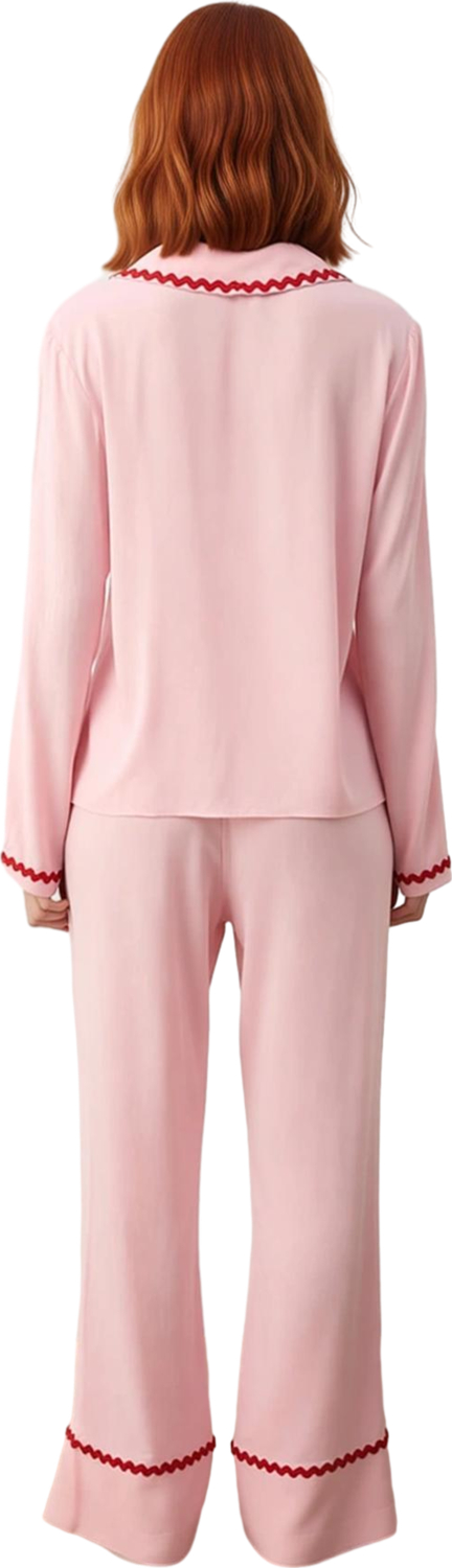 Kadın Viskon Pijama Takımı Gömlek Yaka Şerit Detaylı Fonksiyonel Dayanıklı Kaliteli Modern
