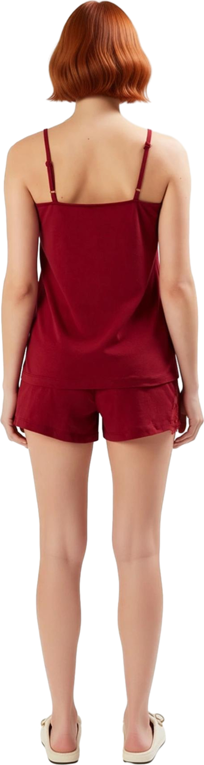 Kadın İnce Askılı V Yaka Örme Pijama Takımı Dantel Detaylı Fonksiyonel Dayanıklı Kaliteli Şık