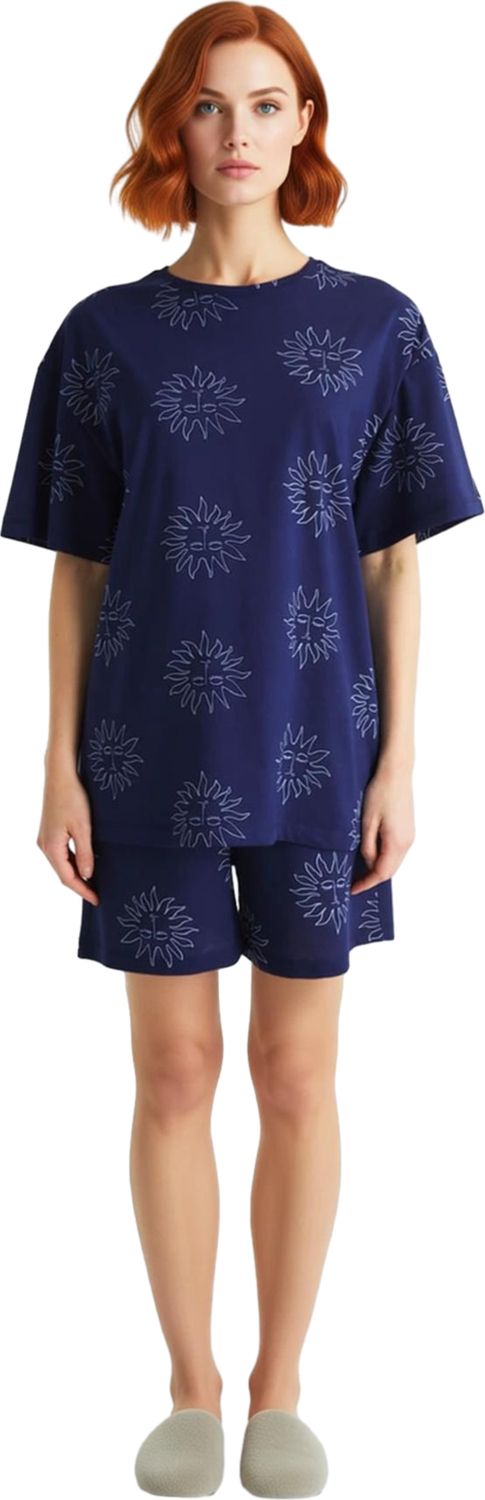 Kadın Güneş Baskılı Örme Pijama Takımı Fonksiyonel Dayanıklı Kaliteli Konforlu Estetik Şık