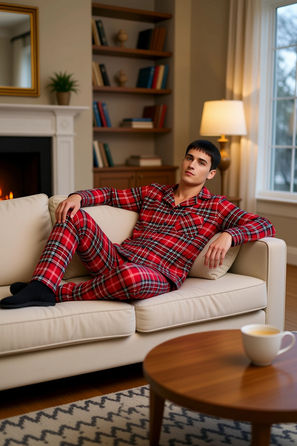 Erkek Kirmizi Ekose Flanel Pijama Takımı Fonksiyonel Dayanıklı Kaliteli Konforlu Estetik Şık