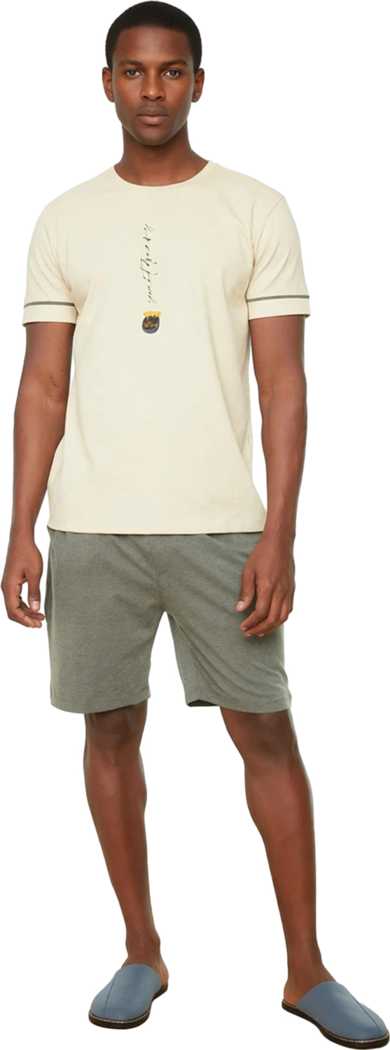 Erkek Baskılı T shirt ve Şort Pijama Seti Fonksiyonel Dayanıklı Kaliteli Konforlu Estetik Şık