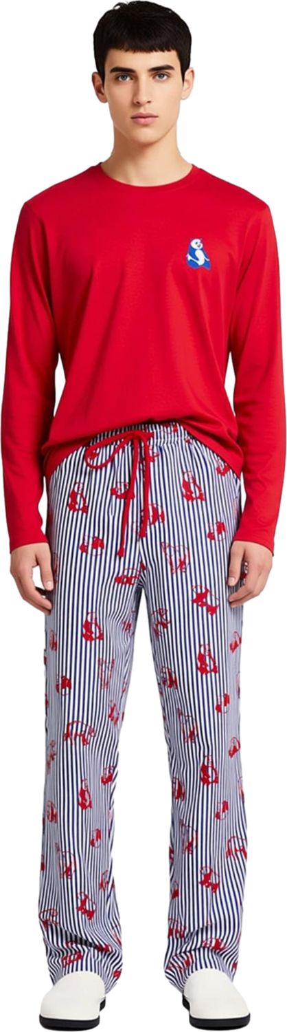 Erkek Kirmizi Araba Desenli Bisiklet Yaka Pijama Takımı Fonksiyonel Dayanıklı Kaliteli Şık
