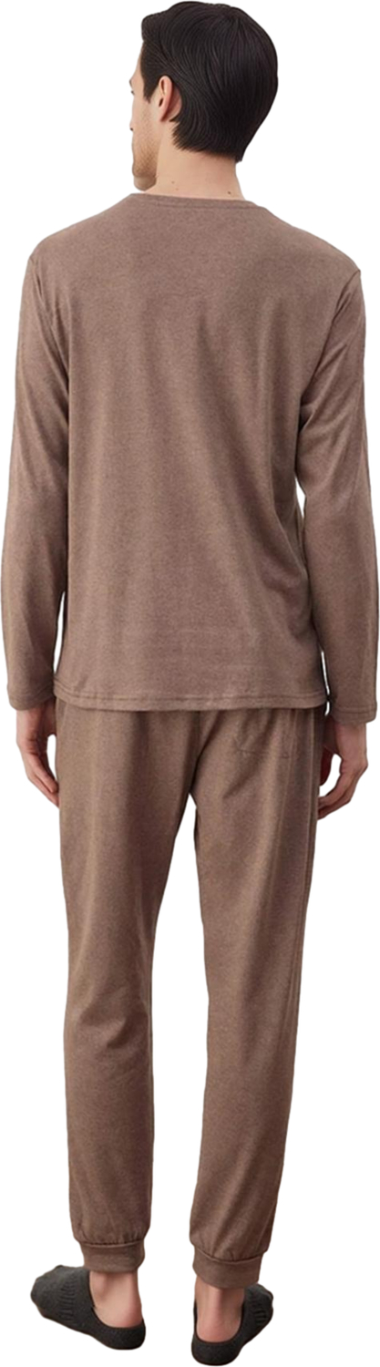 Erkek Bisiklet Yaka Uzun Kollu Baskılı Pijama Takımı Fonksiyonel Dayanıklı Kaliteli Modern