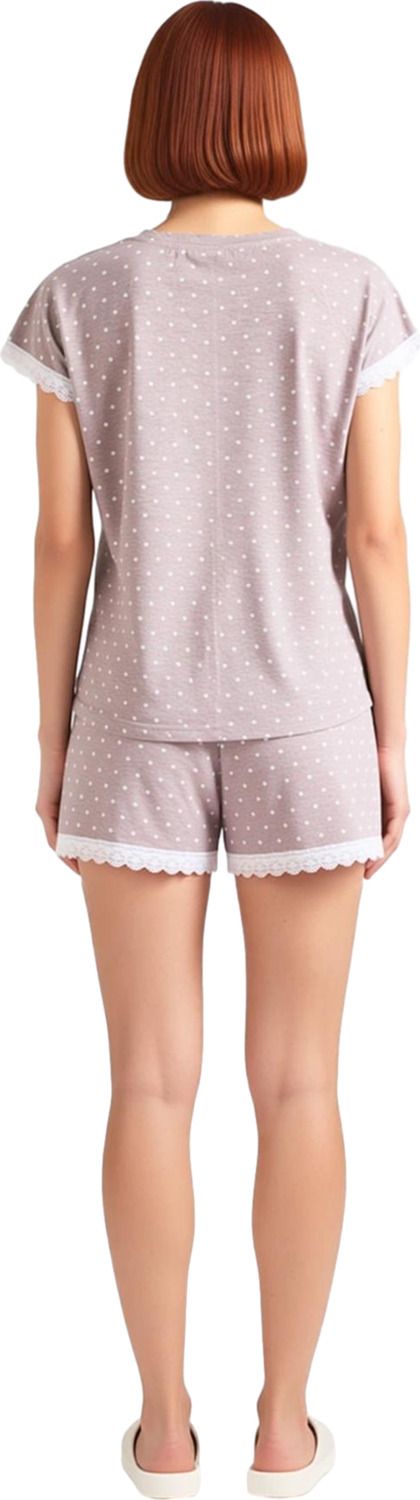Kadın Puantiyeli Sloganlı Dantel Detaylı Pijama Takımı Fonksiyonel Dayanıklı Kaliteli Spor