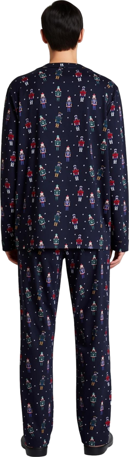 Yılbaşı Desenli Erkek Pijama Takımı Gömlek Yaka Regular Fit %100 Pamuk Fonksiyonel Estetik