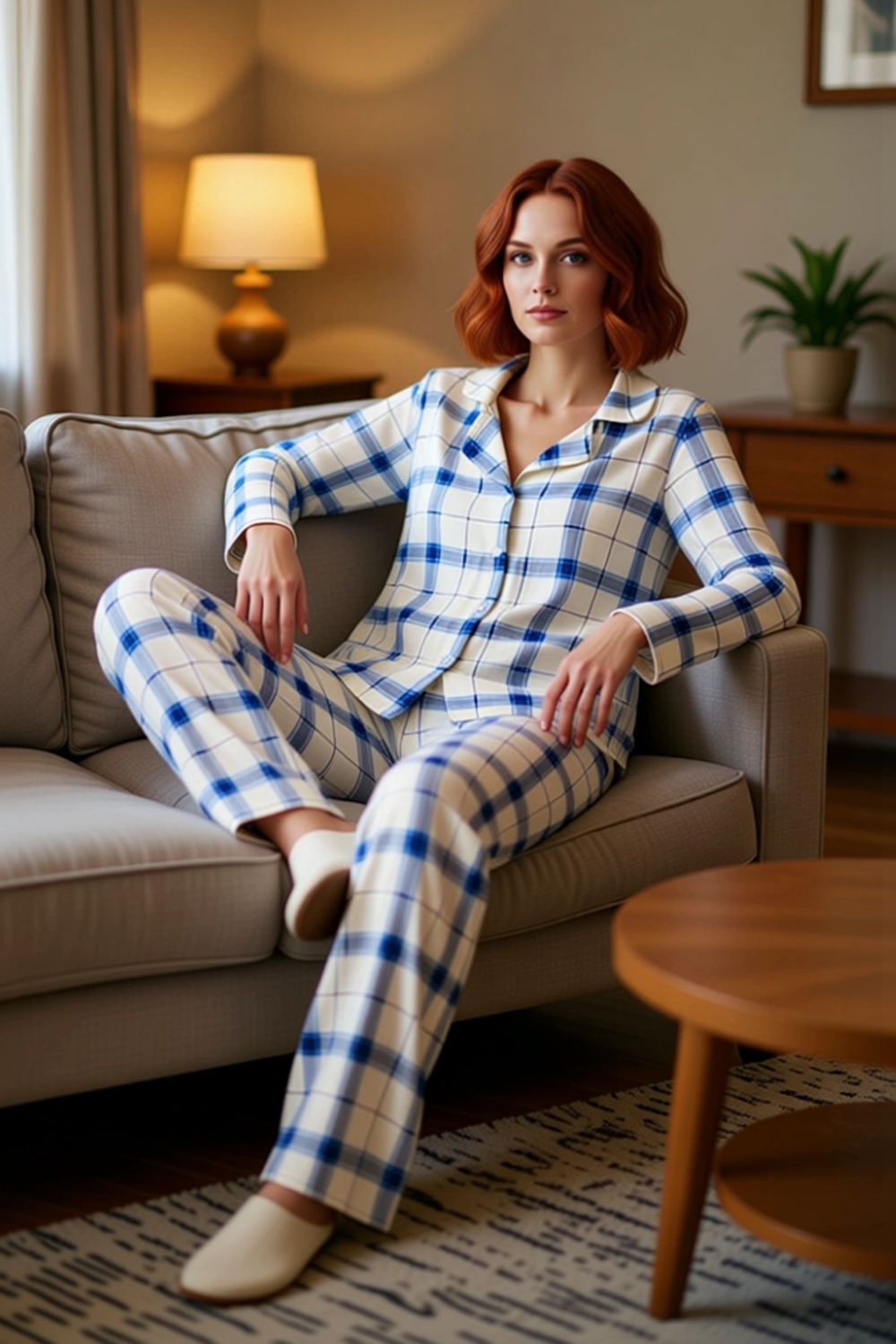 Kadın Ekoseli Viskon Pijama Seti Fonksiyonel Dayanıklı Kaliteli Konforlu Estetik Premium Şık
