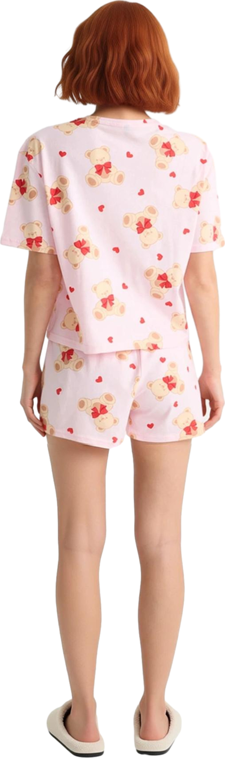 Kadın Tatlı Ayıcık Baskılı Pijama Takımı Fonksiyonel Dayanıklı Kaliteli Konforlu Estetik Şık