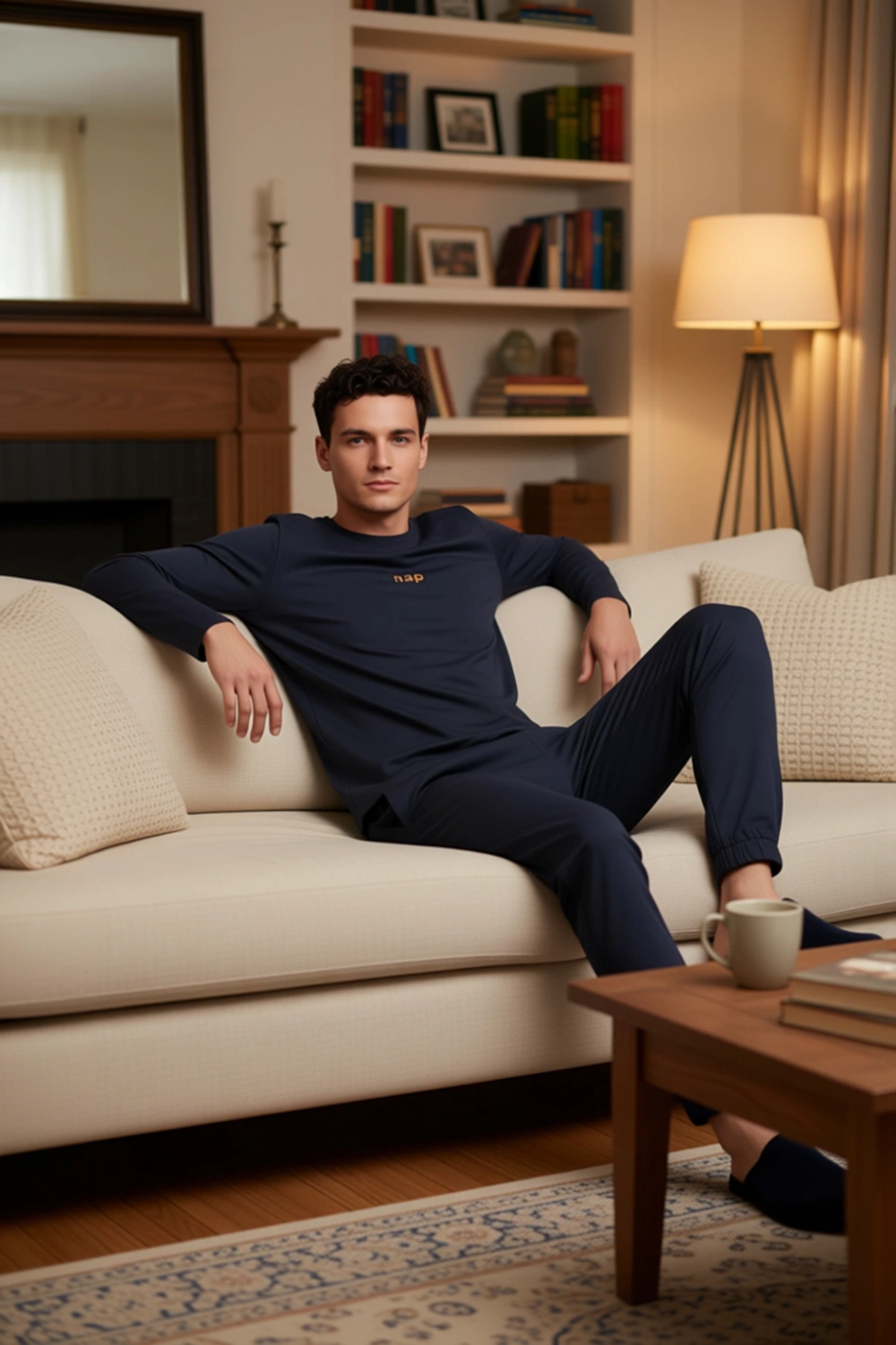 Erkek Slogan Baskılı Relaxed Fit Pijama Üstü ve Altı Fonksiyonel Dayanıklı Kaliteli Modern