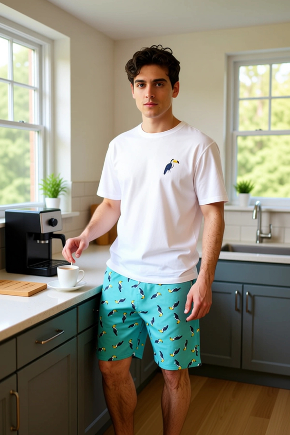 Erkek Baskılı Şortlu Pijama Takımı Cool & Comfort Fonksiyonel Dayanıklı Kaliteli Konforlu Şık
