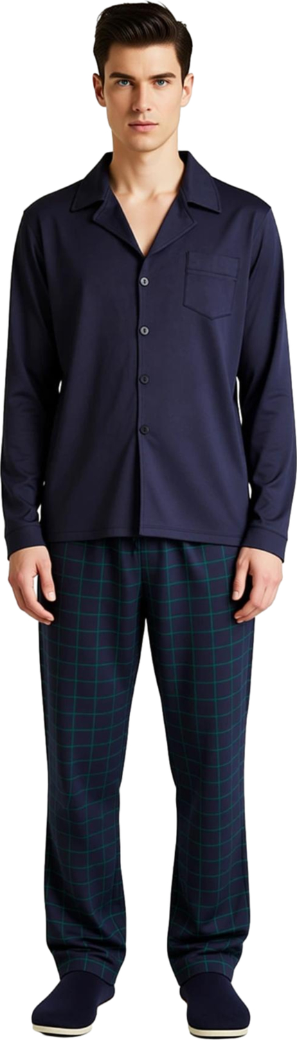 Erkek Gömlek Yaka Ekose Desenli Pijama Takımı Fonksiyonel Dayanıklı Kaliteli Konforlu Spor
