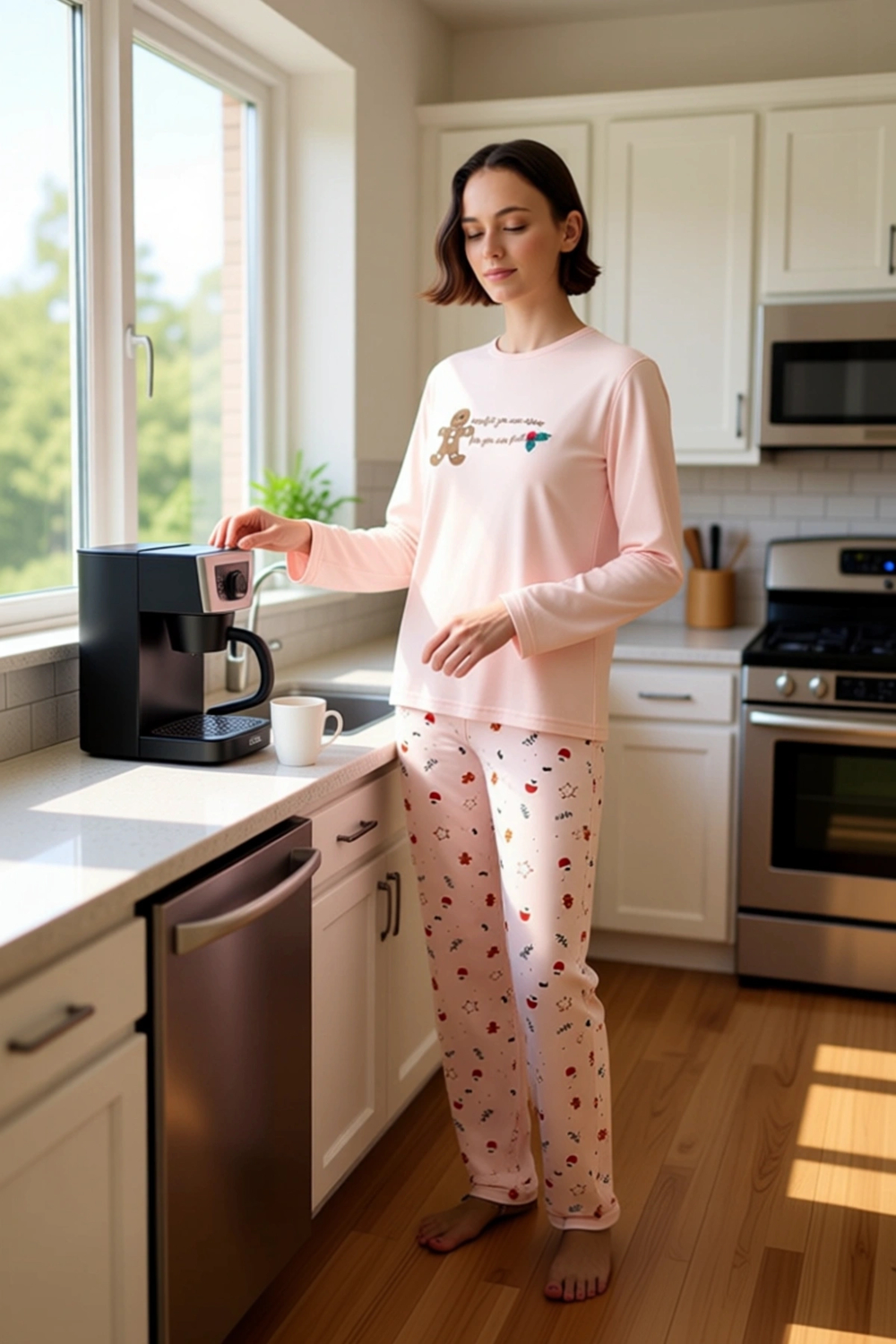 Kadın Kış Temalı Nakışlı Pijama Takımı Fonksiyonel Dayanıklı Kaliteli Konforlu Estetik Şık
