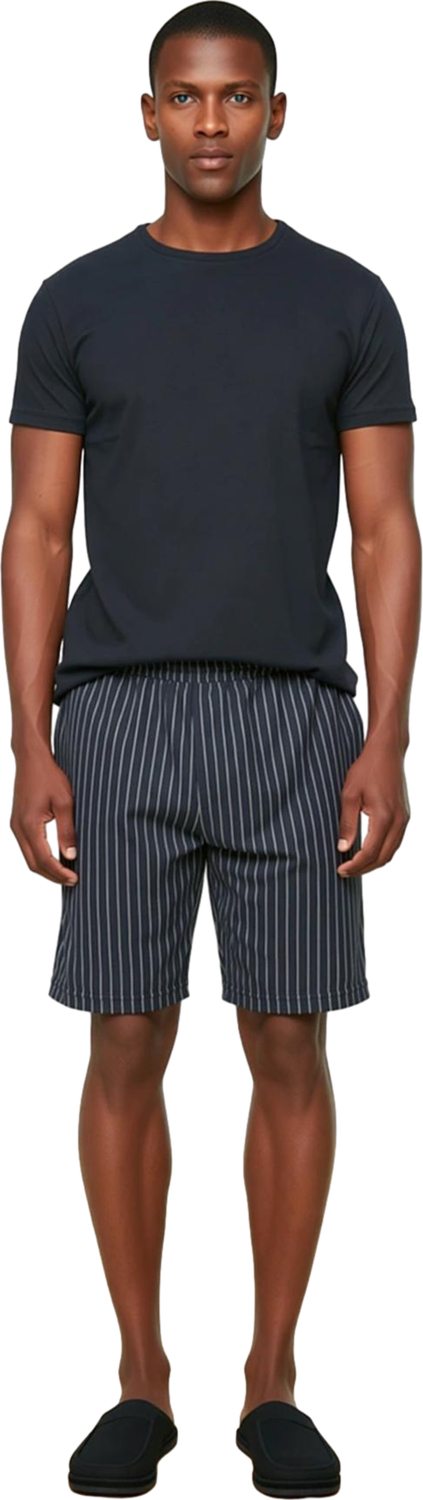 Erkek Çizgili Pijama Takımı Regular Fit Bisiklet Yaka Fonksiyonel Dayanıklı Kaliteli Rahat