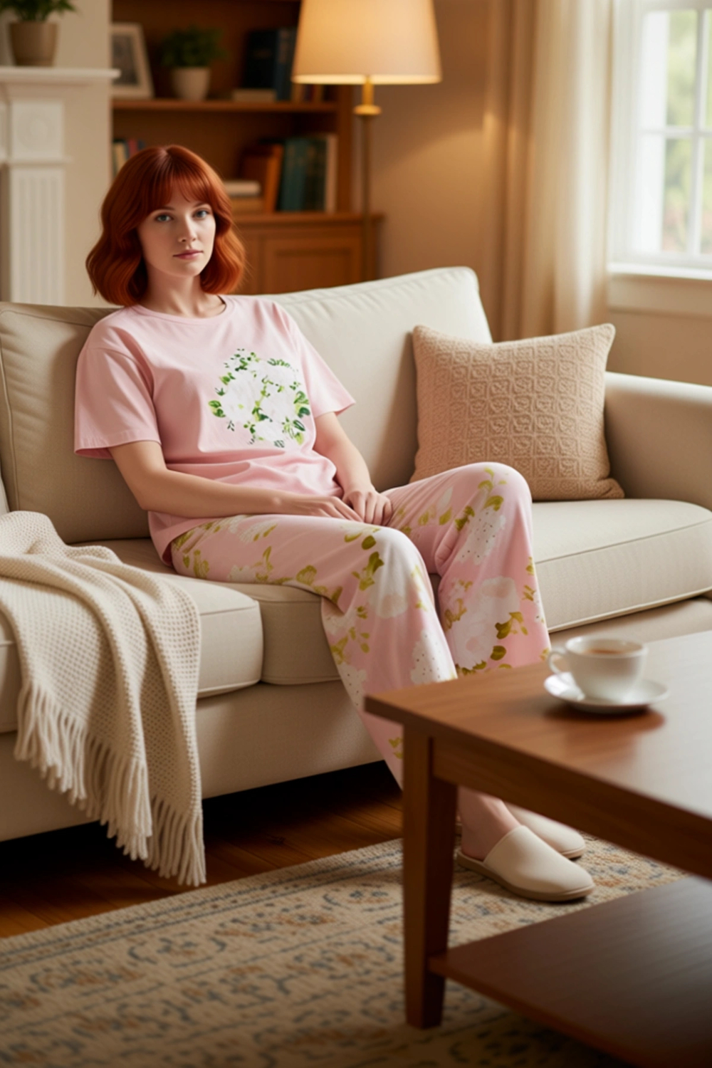 Kadın Çiçek Desenli Pamuklu Pijama Takımı Fonksiyonel Dayanıklı Kaliteli Konforlu Estetik Şık