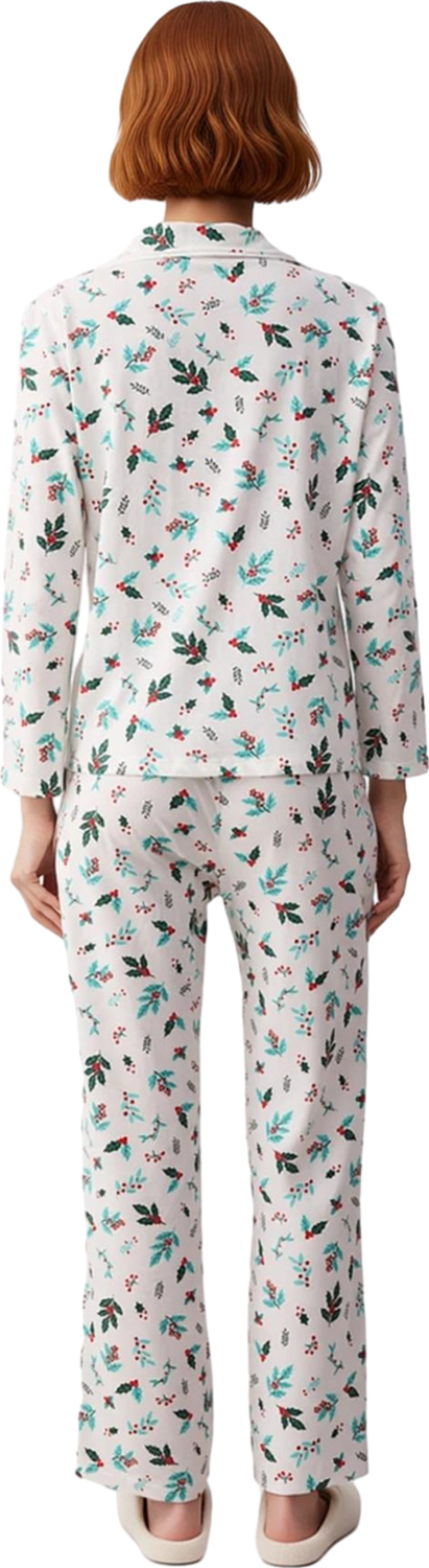 Kadın Çiçek Desenli Gömlek Yaka Pijama Takımı Fonksiyonel Dayanıklı Kaliteli Konforlu Spor