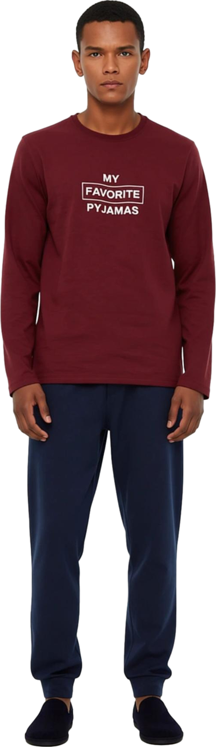Erkek Slogan Baskılı Sweatshirt ve Pantolon Pijama Takımı Fonksiyonel Dayanıklı Kaliteli Şık
