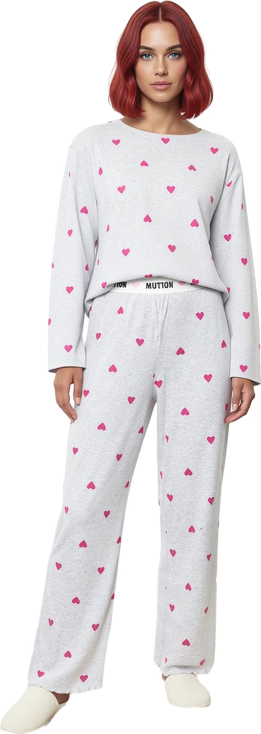 Kadin Kalp Desenli Melanj Pijama Seti Fonksiyonel Dayanıklı Kaliteli Konforlu Estetik Spor