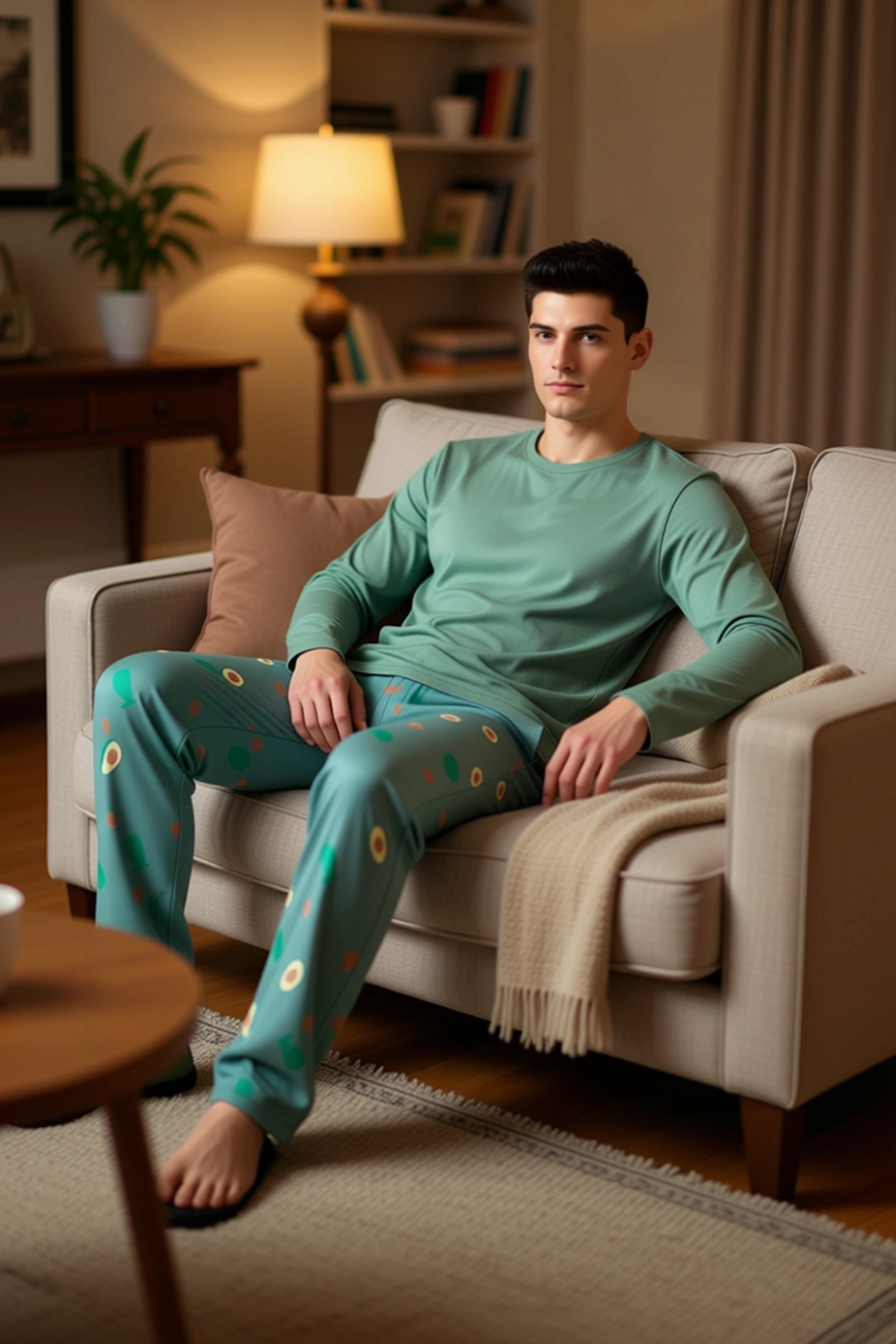 Avokado Desenli Kadin Pijama Takımı Uzun Kollu Fonksiyonel Dayanıklı Kaliteli Konforlu Şık