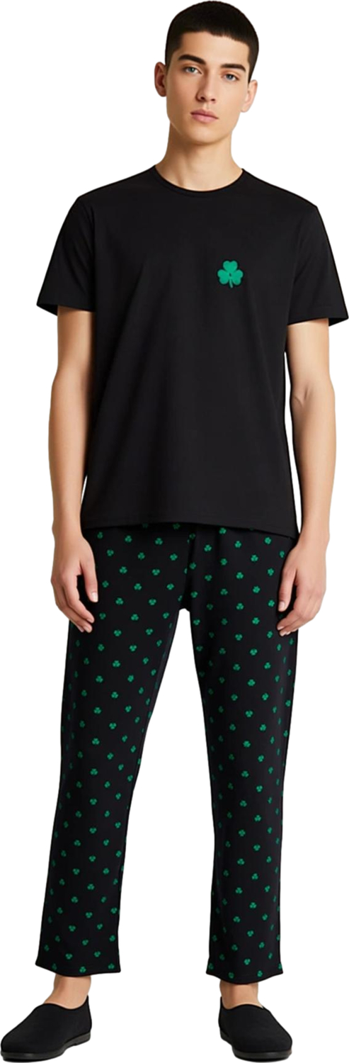 Erkek Yonca Desenli Ev Giyim Pijama Takımı Fonksiyonel Dayanıklı Kaliteli Konforlu Estetik