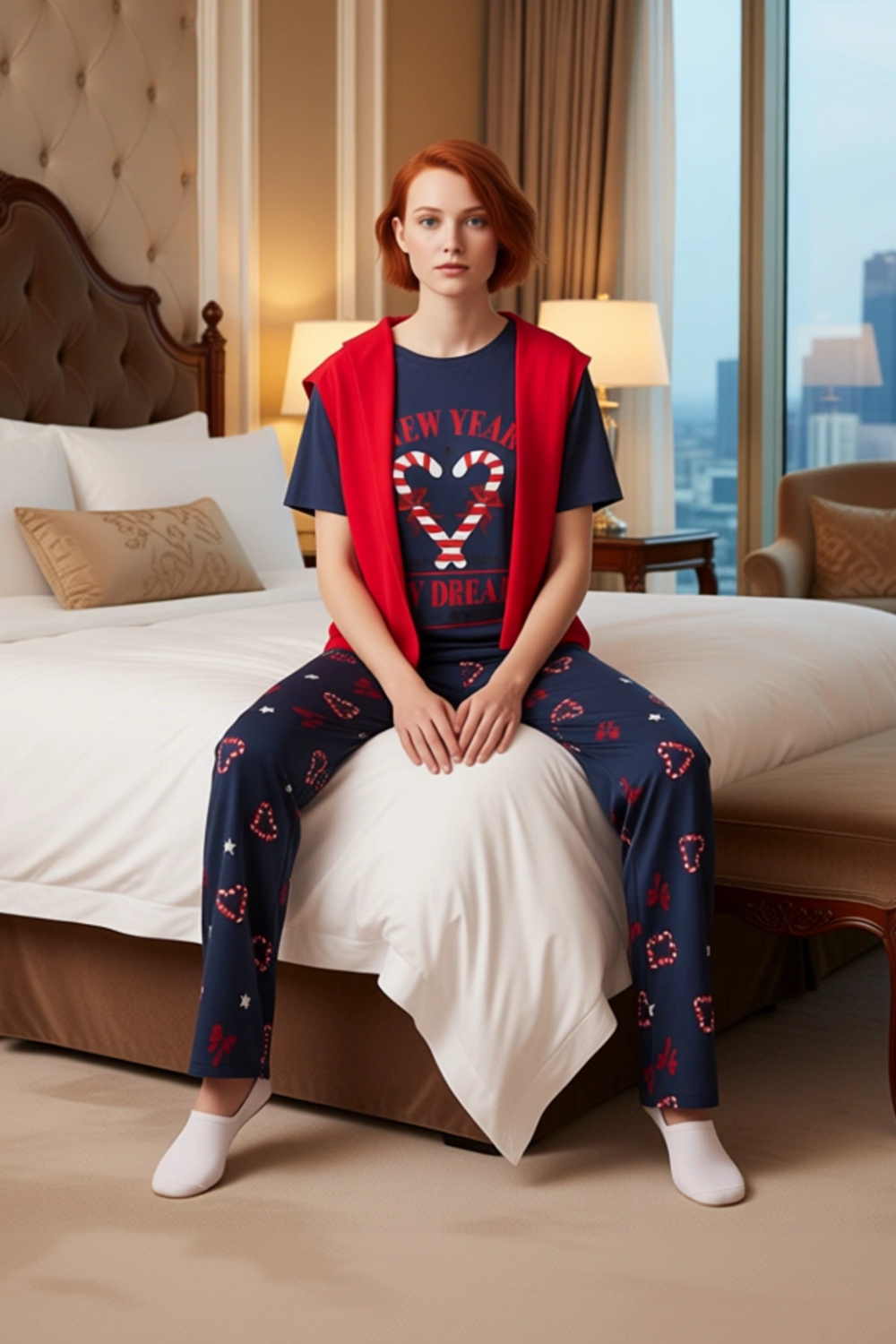 Kadın Kışlık Kalpli Pijama Takımı Fonksiyonel Dayanıklı Kaliteli Konforlu Estetik Premium Şık