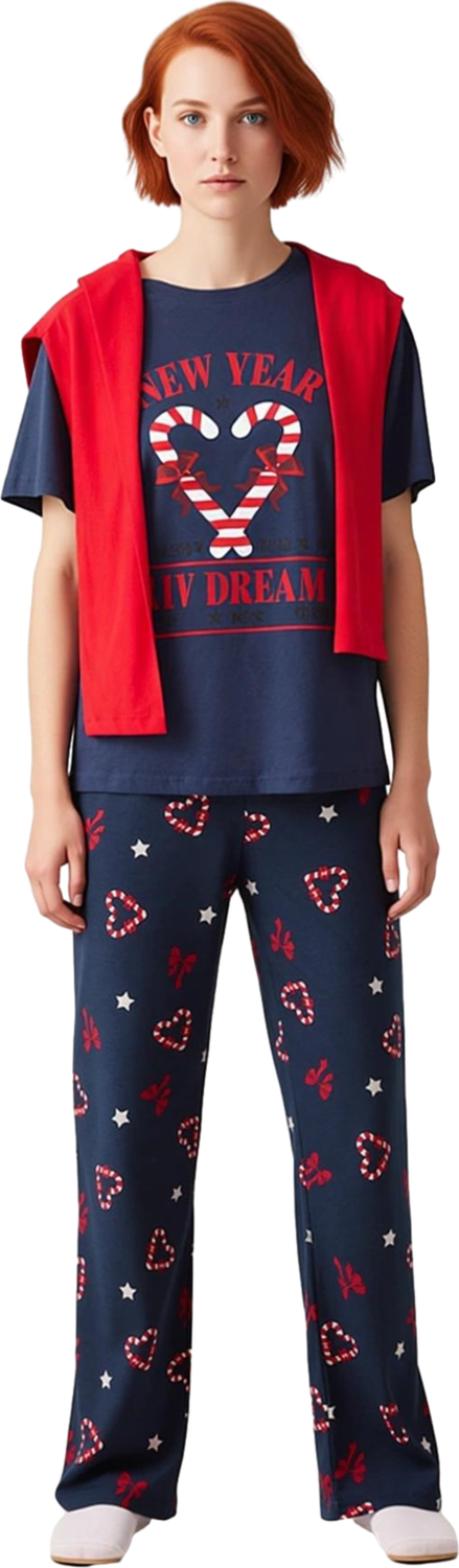 Kadın Kışlık Kalpli Pijama Takımı Fonksiyonel Dayanıklı Kaliteli Konforlu Estetik Premium Şık