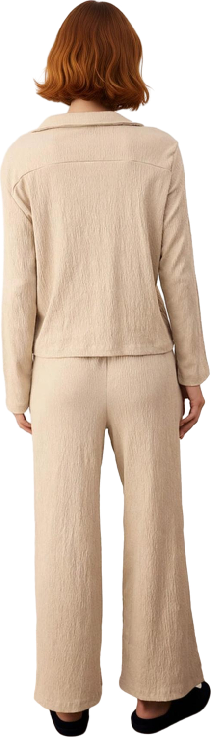 Kadın Crinkle Dokulu Gömlek Yaka Pijama Takımı Fonksiyonel Dayanıklı Kaliteli Konforlu Şık