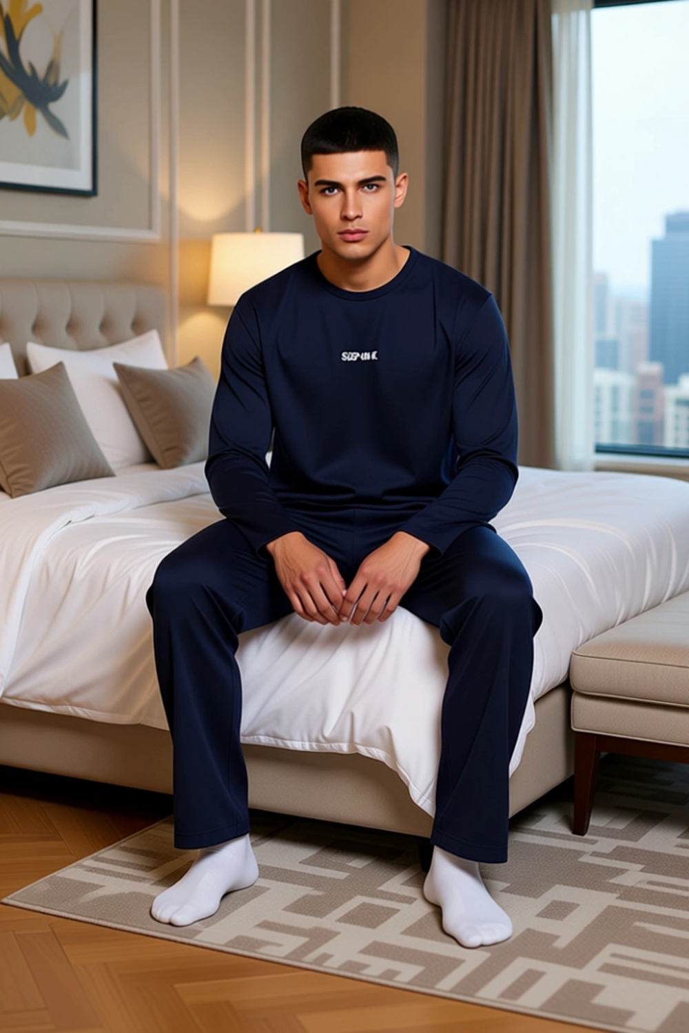 Erkek Regular Fit Uzun Kollu Pijama Takımı Fonksiyonel Dayanıklı Kaliteli Konforlu Estetik