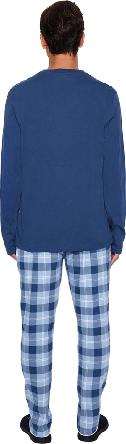 Erkek Kareli Pamuk Pijama Takımı Bisiklet Yaka Uzun Kollu Fonksiyonel Dayanıklı Kaliteli Şık
