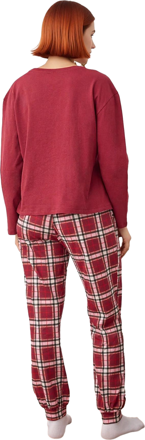 Kadın Ekose Desenli Konforlu Pijama Takımı Ev Giyimi Fonksiyonel Dayanıklı Kaliteli Modern