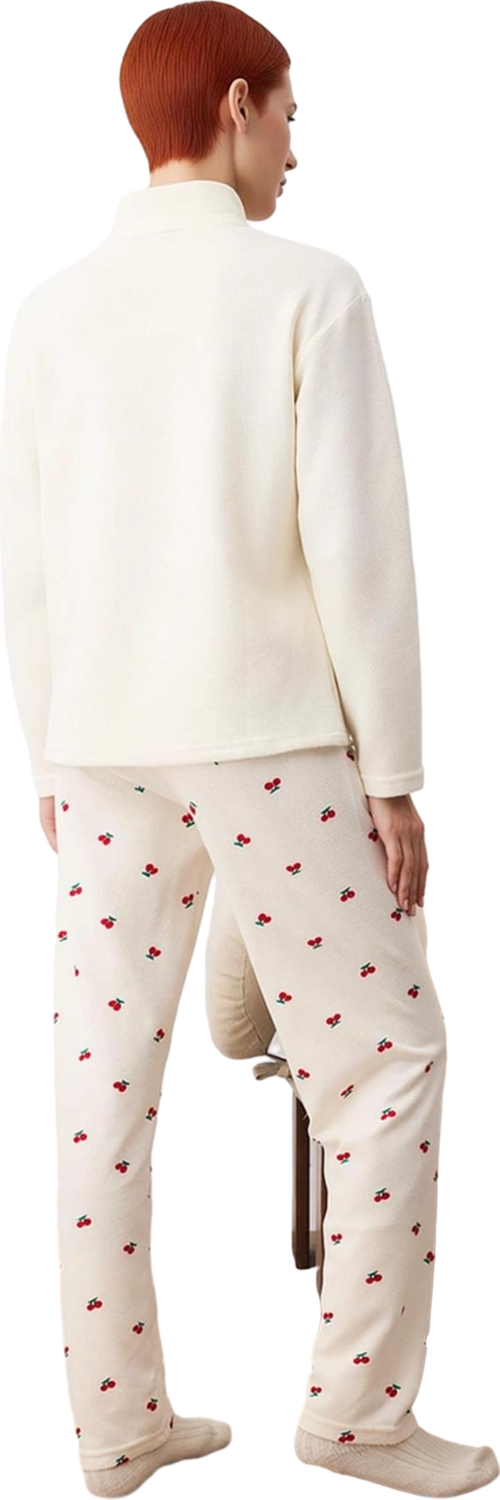 Kadın Kiraz Desenli Fermuarlı Waffle Pijama Takımı Fonksiyonel Dayanıklı Kaliteli Konforlu