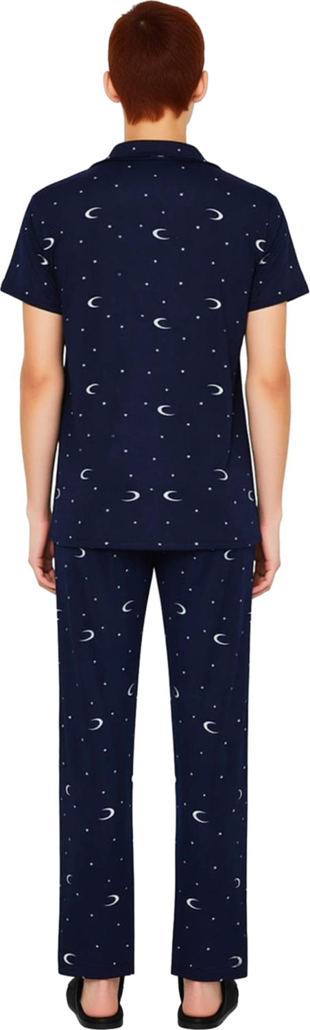 Evde Rahatlık İçin 2'li Pijama Takımı Örme Kumaş Galaksi Desen Özel Tasarım Şık Görünüm