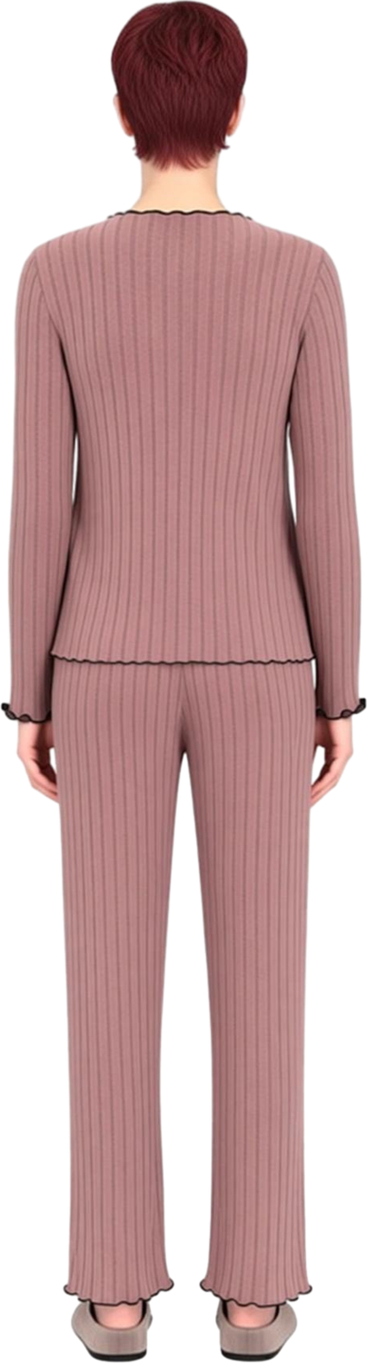 Kadın Gül Kurusu Kaşkorse Pijama Takımı V Yaka Düşük Kol Detaylı Fonksiyonel Dayanıklı Şık