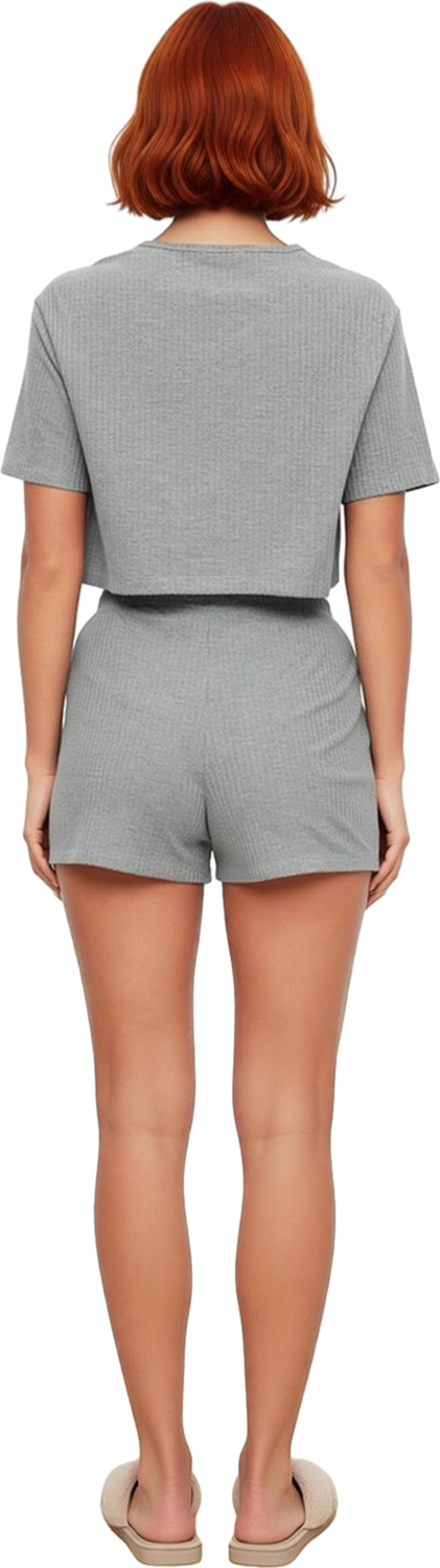 Kadın Bisiklet Yaka Kısa Kollu Pijama Takımı Fonksiyonel Dayanıklı Kaliteli Konforlu Rahat