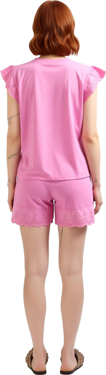 Kadın Brode Detaylı Bisiklet Yaka Şortlu Pijama Takımı Fonksiyonel Dayanıklı Kaliteli Spor