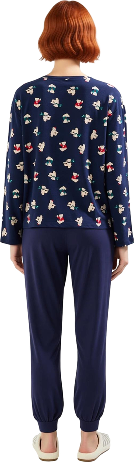 Kadın Kışlık Ayıcık Desenli Pamuklu Pijama Fonksiyonel Dayanıklı Kaliteli Konforlu Estetik