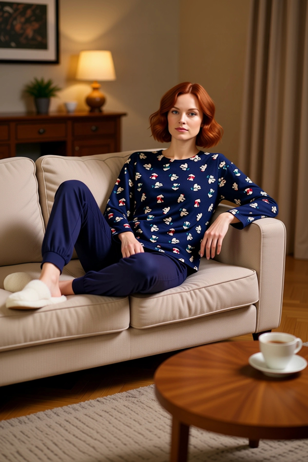 Kadın Kışlık Ayıcık Desenli Pamuklu Pijama Fonksiyonel Dayanıklı Kaliteli Konforlu Estetik
