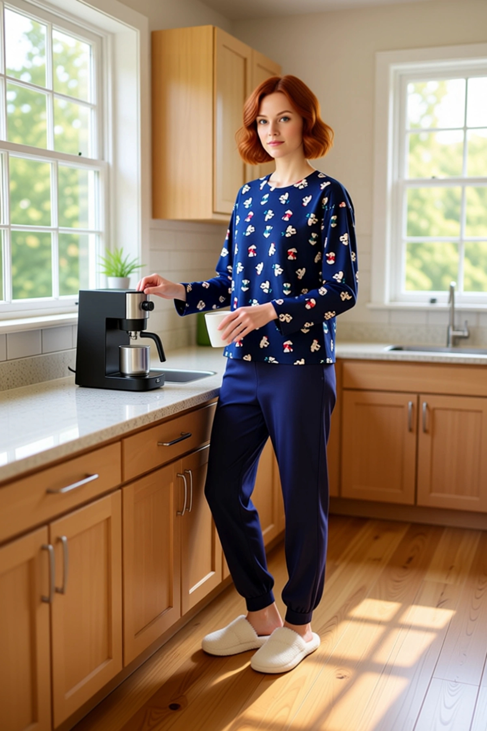 Kadın Kışlık Ayıcık Desenli Pamuklu Pijama Fonksiyonel Dayanıklı Kaliteli Konforlu Estetik