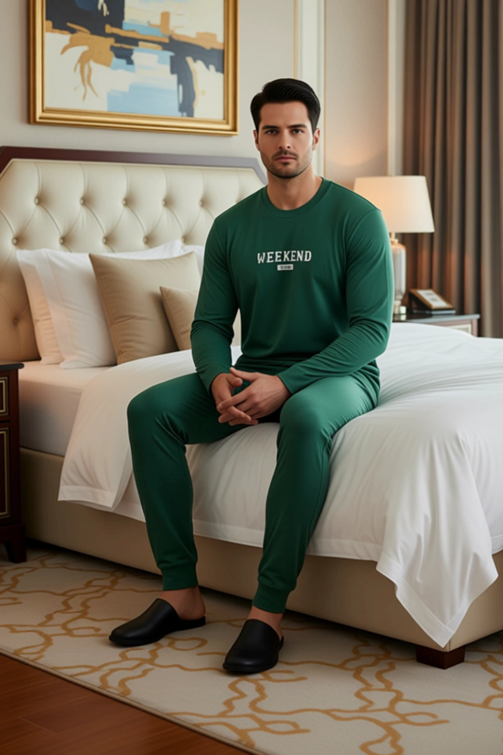 Cool Slogan Baskılı Erkek Uzun Kollu Pijama Takımı Fonksiyonel Dayanıklı Kaliteli Konforlu